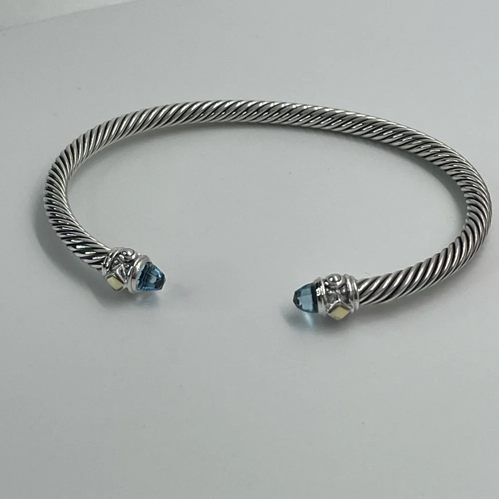 David Yurman Renaissance Blue Topaz Bracelet with 18K Yellow Gold - Picture 7 of 15